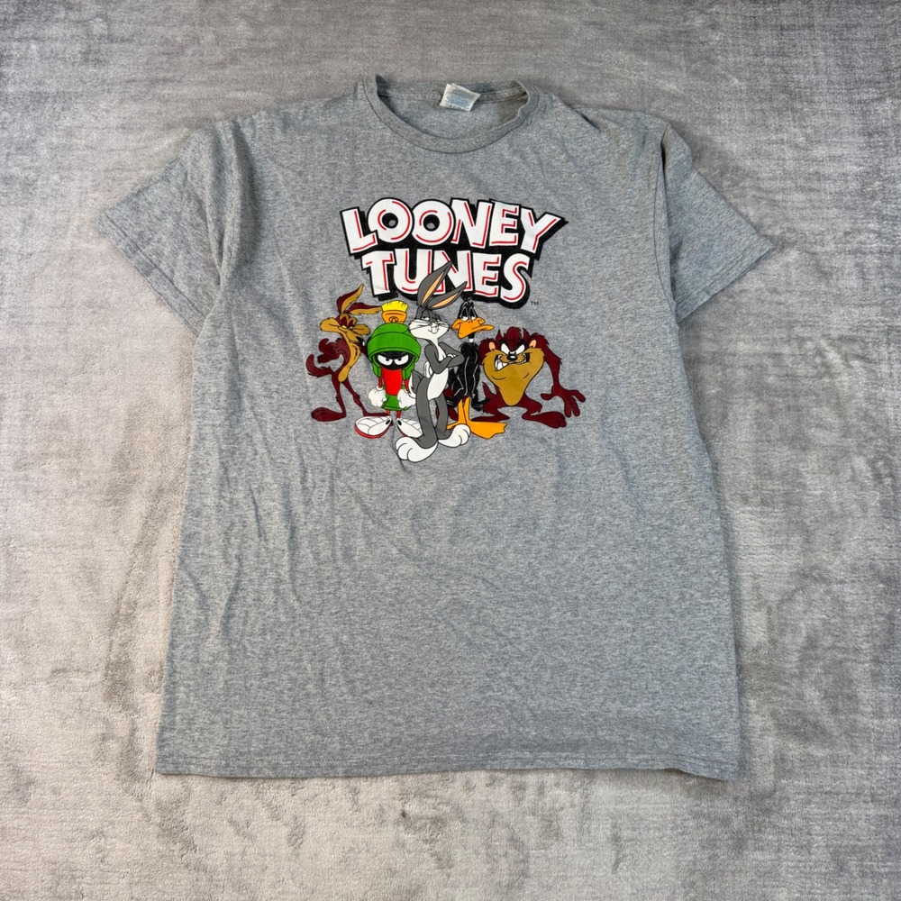 Delta Looney Tunes Shirt Men Large Gray Graphic Bugs Bunny Retro Cartoon Tee